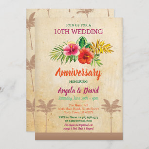 Anniversaire Mariage Aloha Invitation Vintage trop