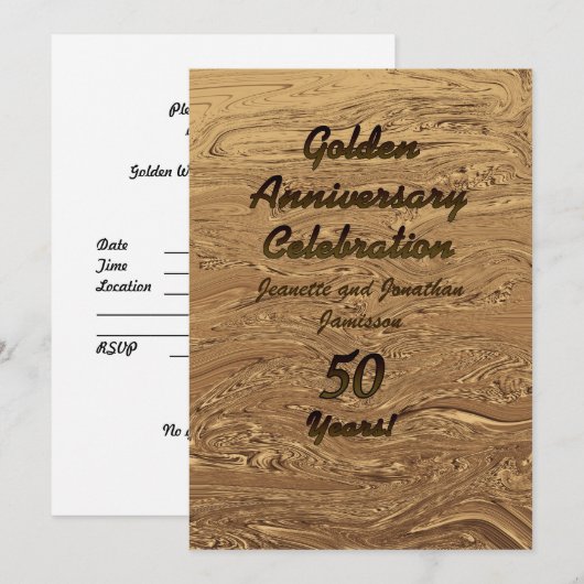 Anniversaire Mariage d'or Invitation personnalisée (Devant / Derrière)