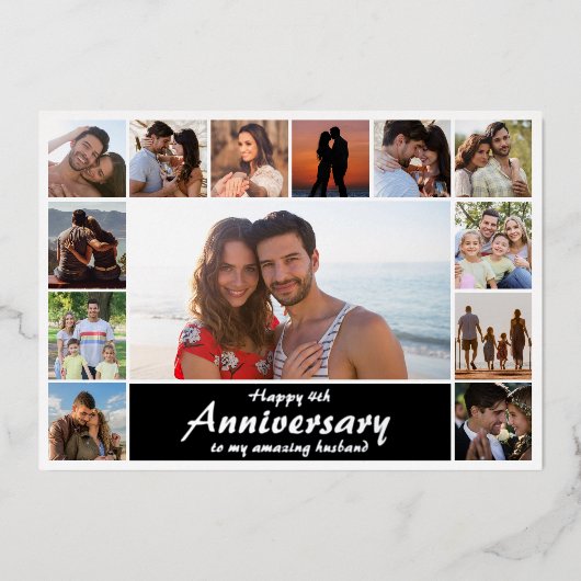 Anniversaire Mariage moderne photo Collage carte à (Recto)