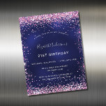 Anniversaire marine bleu rose invitation aimant<br><div class="desc">Un aimant d'invitation moderne,  élégant et glamour pour une fête d'anniversaire de 21ème (ou tout âge). Arrière - plan bleu marine,  décorée de confettis roses. La couleur bleue est inégale. Personnalisez et ajoutez votre nom et les détails de votre fête.</div>