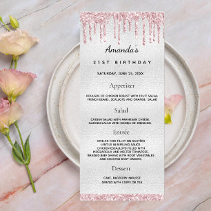 Anniversaire Menu argent bleu rose photo faits amu