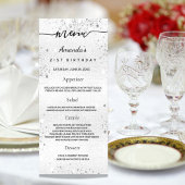 Anniversaire Menu argent métal nom monogramme