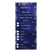 Anniversaire Menu bleu argent photo amusant faits  (Devant)