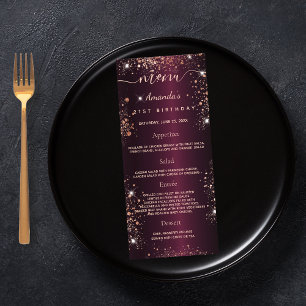 Anniversaire Menu Bourgogne rose or photo faits am