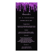 Anniversaire Menu noir violet photo fun faits part (Devant)