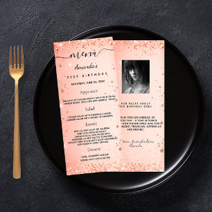 Anniversaire Menu orange parties scintillant photo