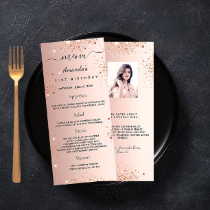 Anniversaire Menu rose or parties scintillant phot