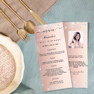 Anniversaire Menu rose or parties scintillant phot