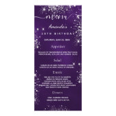 Anniversaire Menu violet argent parties scintillan (Devant)