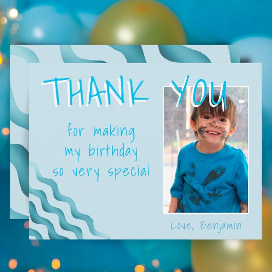 Anniversaire Merci Carte photo pour Boys Waves