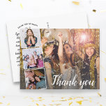 Anniversaire Merci Photo Collage Chaque année<br><div class="desc">Dites merci avec cette carte postale géniale qui contient quatre de vos photos préférées, puis le mot "Merci" dans une police de script élégante. L'arrière dispose d'espace pour une note tapée ou la suppression pour laisser de l'espace pour une note manuscrite. Parfait pour tous les ans ! Vos invités adoreront...</div>