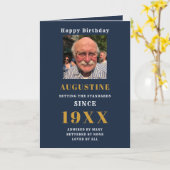 Anniversaire Modèle photo Elegant Chic Blue Gold (Fleur jaune)