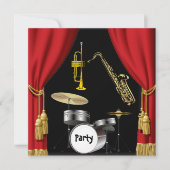 Anniversaire Musique Danse Rideaux Invitation (Devant)