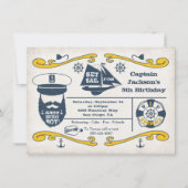 Anniversaire Nautique Old Sailor Invitations (Devant)