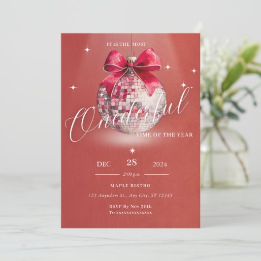 Anniversaire Noël Discoball Invitation (Debout devant)