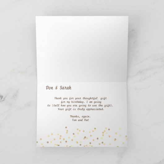 Anniversaire Noir et Or Merci Note (Intérieur)