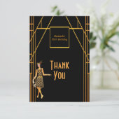 Anniversaire noir or art déco Merci (Debout devant)