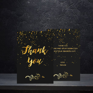 Anniversaire noir or simple carte de remerciements