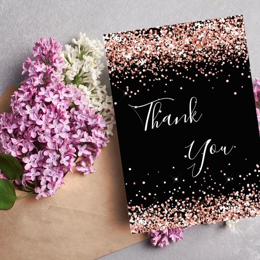 Anniversaire noir rose or merci