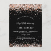 Anniversaire noir rose or soirée invitation (Devant)