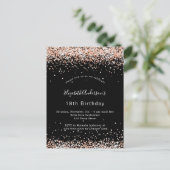 Anniversaire noir rose or soirée invitation (Debout devant)