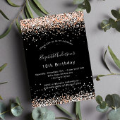 Anniversaire noir rose or soirée invitation