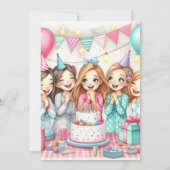 Anniversaire Pajama Party Girls Stwood Invitation (Dos)