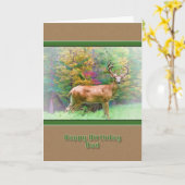 Anniversaire, papa, cerf commun dans la carte en (Fleur jaune)