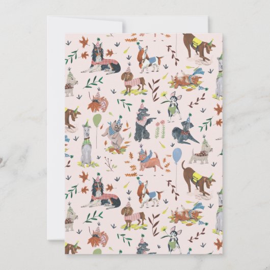 Anniversaire Paw-ty mignon chiot chiens Invitation (Dos)