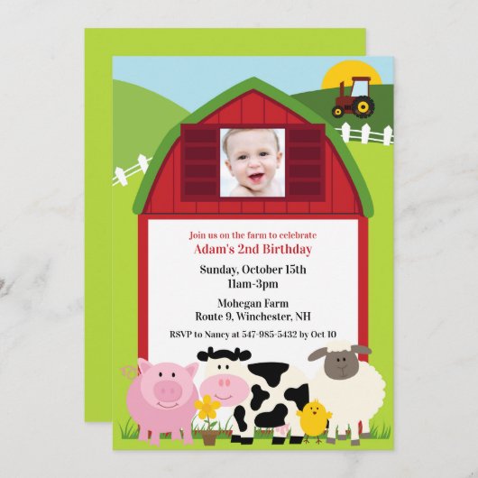 Anniversaire Photo Farm Appartement Invitation (Devant / Derrière)