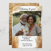 Anniversaire Photo Moderne Invitation Blanc (Devant / Derrière)