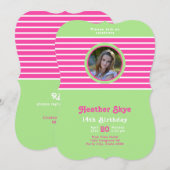 Anniversaire Pink ⎮ Blanc Vert Invitation (Devant / Derrière)