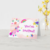 Anniversaire Pink Unicorn Invitation (Fleur jaune)