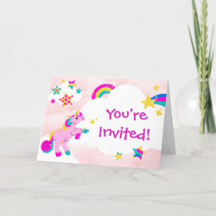 Anniversaire Pink Unicorn Invitation
