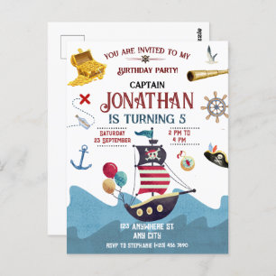 Anniversaire Pirate Ahoy Boy Party Invitation
