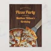 Anniversaire Pizza Party Rustic Wood Carte postale (Devant)