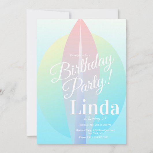 Anniversaire Plage Surf Sun Pink Ombre Invitation (Devant)
