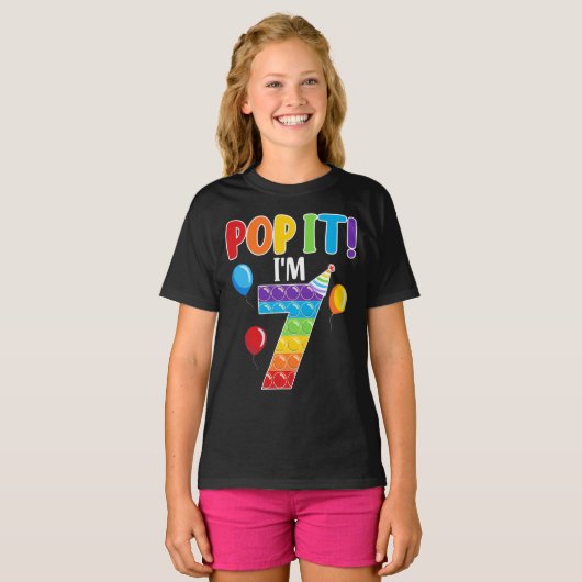 Anniversaire Pop It I'm 7 Fidget mignon T-Shirt gr (Devant entier)