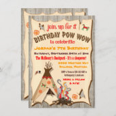 Anniversaire Pow Wow Teepee Invitations (Devant / Derrière)
