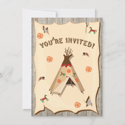 Anniversaire Pow Wow Teepee Invitations (Dos)