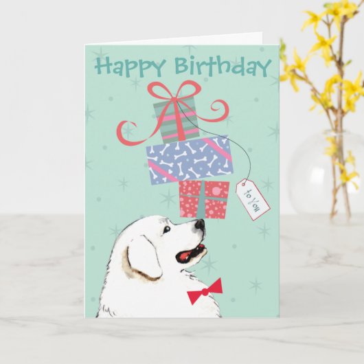 Anniversaire Présente Grande Pyrénées Carte (Fleur jaune)