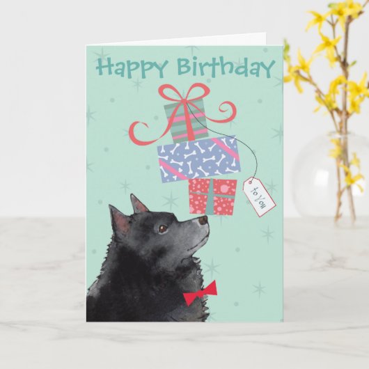 Anniversaire présente la carte Schipperke (Fleur jaune)