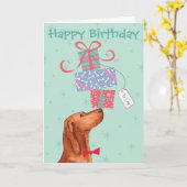 Anniversaire présente la carte Vizsla (Fleur jaune)