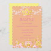 ANNIVERSAIRE PRINCESS INVITATION PEACH COULEUR (Devant / Derrière)