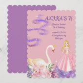 ANNIVERSAIRE PRINCESS INVITATION PEACH COULEUR (Devant / Derrière)