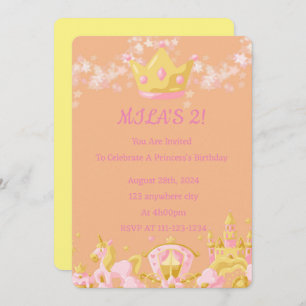 ANNIVERSAIRE PRINCESS INVITATION PEACH COULEUR