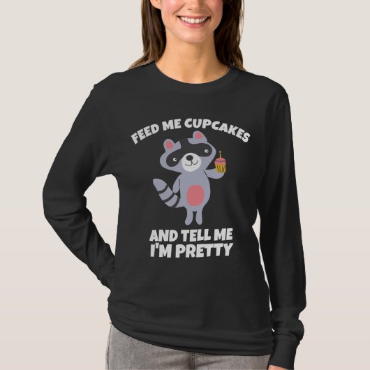 ANNIVERSAIRE RACCOON CUPCAKE LADIES T-SHIRTS (Devant)