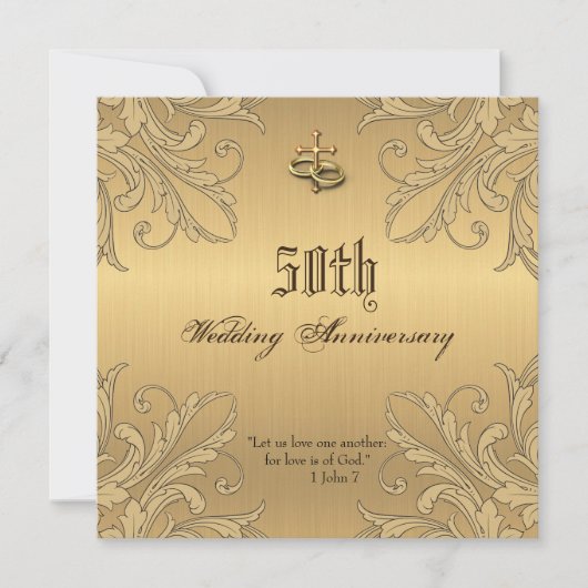 Anniversaire Religieux Croix anneaux Invitations (Devant)