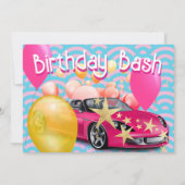 Anniversaire rose Bassh Party Invitation (Dos)