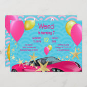 Anniversaire rose Bassh Party Invitation (Devant / Derrière)